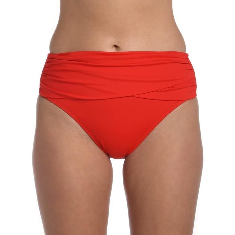 NWT,‎ La Blanca, Mid Waist Bikini Swimsuit Bottom, Size 18, Cherry Red, H74